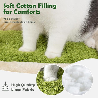 Meowoou Palm Cat Tree Tower for Indoor Cats with Cozy Cat Condo, 33'' Natural Sisal Scratching Posts and Plush Pom-pom for Small Kitty