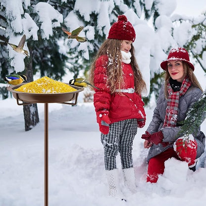 Metal Bird Bath for Outside, 36.2" Height Birdbath Bowl Standing Bird Feeders for Outdoors with 4 Prongs Base Stake, Freestanding Birdfeeders for Garden Yard Lawn Decor (Brown)