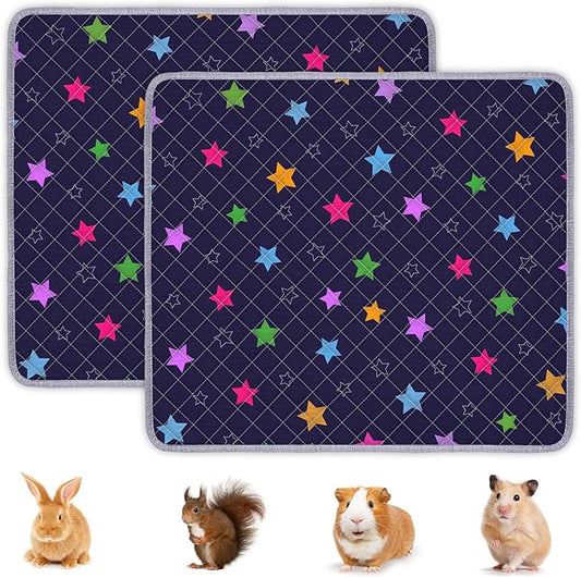2 Pack Guinea Pig Bedding, Washable Guinea Pig Cage Liner Reusable Guinea Pig Mat Waterproof Guinea Pig Bedding for Cage, Super Absorbant Guinea Pig Pee Pads for Small Animals Hamster Rabbit Squirrel