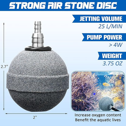 Reginary 10 Pieces Aquarium Air Stones 2 Inch Air Stone for Pond Hydroponics Ball Bubbler Oxygen Diffuser for Pump Fish Tank Bucket and DWC Reservoirs, Gray