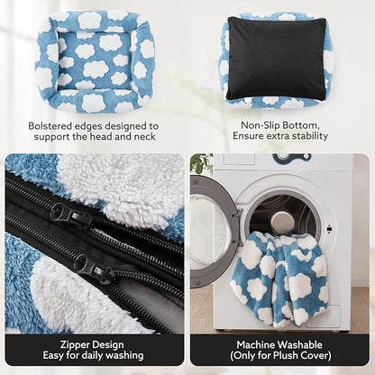JOEJOY Medium Dog Bed Medium Size Dog, Rectangle Washable Orthopedic Pet Bed with Removable Zipper Cover, Cute Soft Calming Puppy Pet Bed with Jacquard Shaggy Plush & Non Skid Bottom