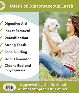 Wholistic Pet Organics DE for Dogs Organic Food Grade for Dogs Safe Non-Chemical Freshwater Silica Improves Overall Health (26 oz)