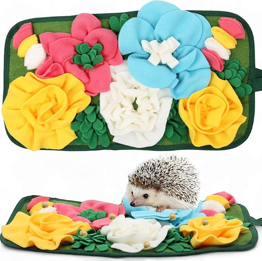 Foraging Mat for Hedgehog Enrichment Toys, Hedgehog Toys for Cage, Interactive Feeding Toy for Small Pet, Rabbit Foraging Mat, Hedgehogs Accessories, Guinea Pig Toy (Green, 17.7x9.8in)