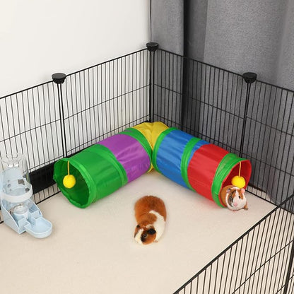 Rypet Guinea Pig Tunnels and Tubes Collapsible 2 Way and L-Type Tunnel with Interactive Ball Small Animal Activity Tunnel Hideaway Toys for Baby Rabbit Ferret Hamster Chinchilla Hedgehog