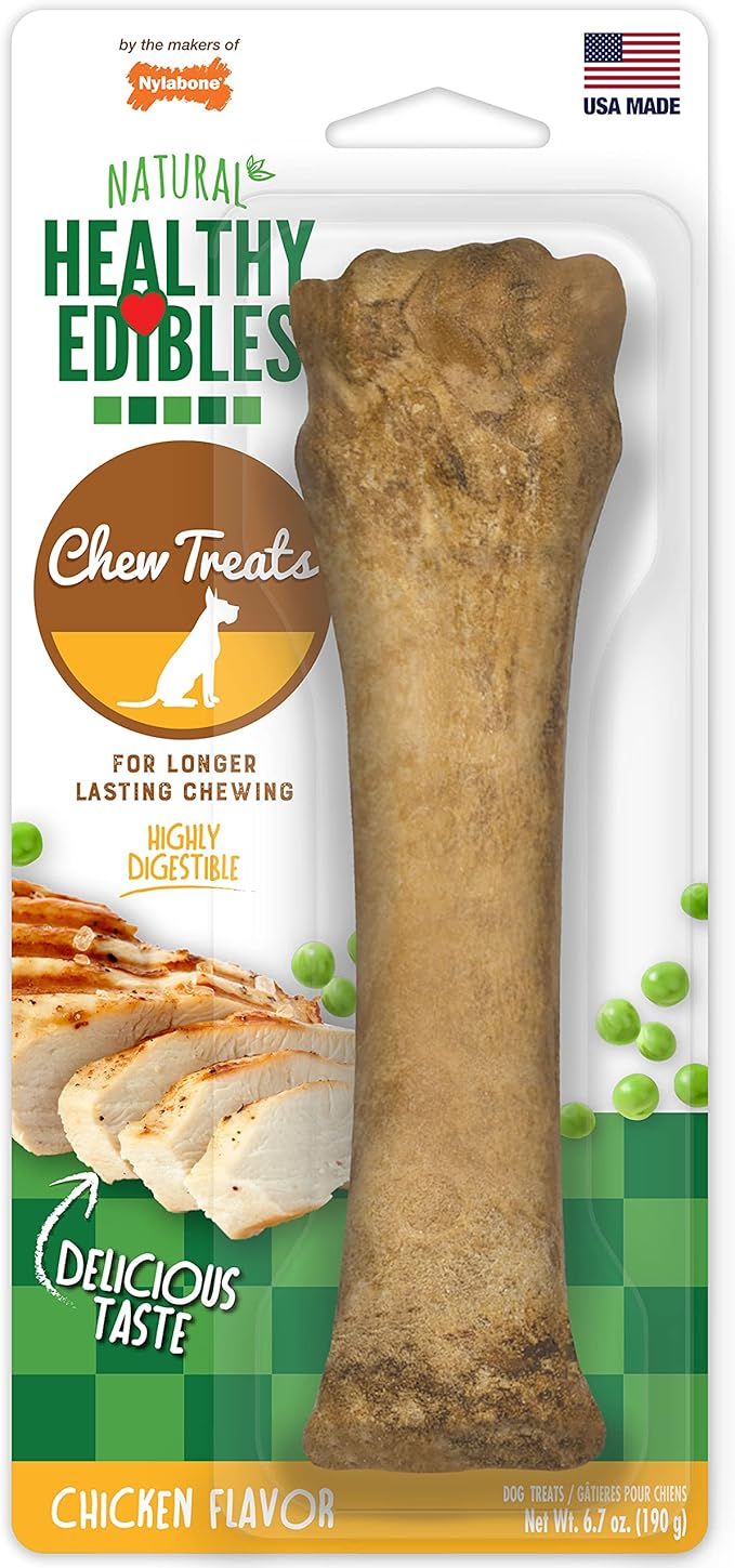 Nylabone Healthy Edibles Natural Dog Chews Long Lasting Chicken Flavor Treats for Dogs, X-Large/Souper (1 Count)