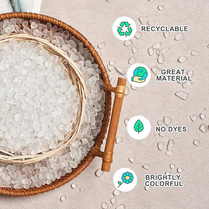 QEQEKAKA Sea Glass Stones for Crafts About 2.75LB (1180g/41.62oz) White Glass Pebbles Gemstones Bulk for Aquarium Rocks Fish Tank Gravel Filler for Vases Centerpieces