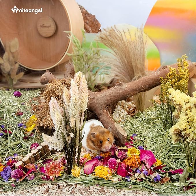 Niteangel Natural & Soft Hamster Bedding Mate Small Animal Habitat Decor for Syrian Dwarf Hamsters Gerbils Mice Degus Bunny or Other Small-Sized Pet (Flowers Scent Path)