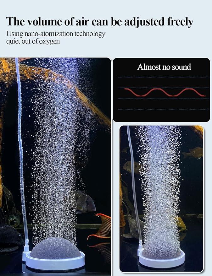 Aquarium Air Stone Fish Tank Bubbler Small Nano Air Bubble Stone Super-High Dissolved Oxygen Diffuser Makes Super Tiny Bubbles 2 Inch (No Air Pumps and Air Tube)