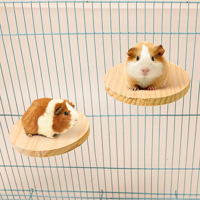 Squirrel Gerbil Chinchilla and Dwarf Hamster L-Shaped Pedal Wooden Platform, 3 Pieces of Natural Wooden Parrot HamsterStanding and Jumping Board,for Rat Activity Chinchilla Bird Cage Accessories (H02)