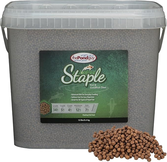 The Pond Guy Staple Fish Food for Backyard Koi & Goldfish, Choice Floating Pellets for Fish Wellness & Health, Smart Nutrition for Clean Ponds, 12 lbs