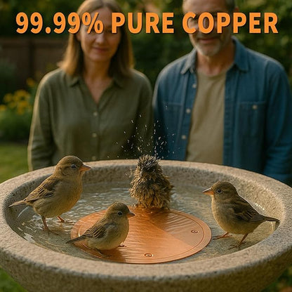 6 Pcs Bird Bath Copper Disk, 0.6mm Premium 99.99% Copper Insert with Raised Point, Fits Most Bird Baths for Indoor Outdoor Garden Backyard – 4” Diameter