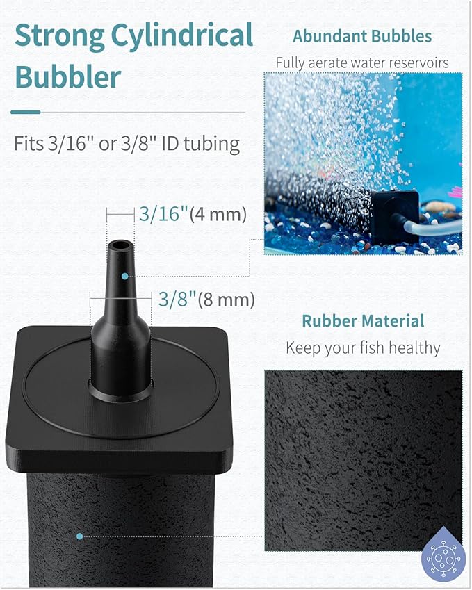 Pawfly 16 Inch Air Stone Cylinder for Larger Pumps Bubble Diffuser Release Tool for Large Aquariums Outdoor Pond Garden Circulation Systems and DWC Reservoirs