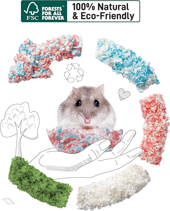 BUCATSTATE Hamster Bedding 70L, 99% Dust-Free Guinea Pig Bedding Odor Control Paper Bedding, Cozy Small Animal Bedding for Rabbit Rat Syrian Dwarf Hamsters Gerbils (Pink)