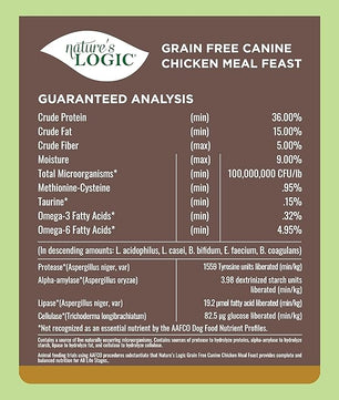 Nature's Logic Grain-Free Dry Dog Food - All-Natural, High Protein, No Synthetic Vitamins/Minerals - Gluten Free - Supports Healthy Digestion - All Breeds & Ages - Chicken Meal Feast, 25lbs