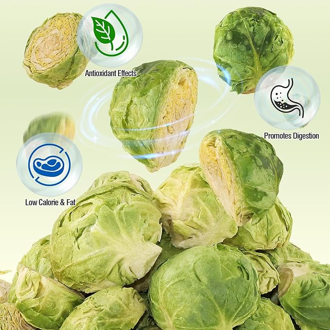 Freeze Dried Brussels Sprouts for Dog, Single Ingredient, Nutrient Rich, Low Calorie Dog Treats Snack, Also for Rabbits, Birds, Turtles & Guinea Pigs (50g)