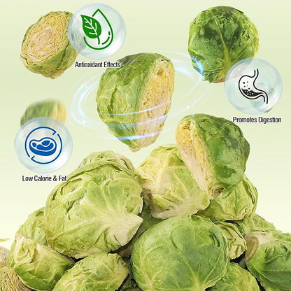 Freeze Dried Brussels Sprouts for Dog, Single Ingredient, Nutrient Rich, Low Calorie Dog Treats Snack, Also for Rabbits, Birds, Turtles & Guinea Pigs (50g)