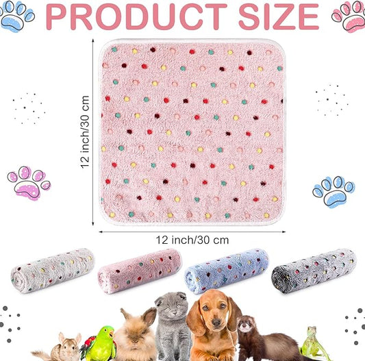 Tudomro 8 Pcs Guinea Pig Bedding Cage Liners Bulk Waterproof Blankets Small Animal Flannel Throw Bedding Absorbent Reusable Pet Pee Sleep Mat Pad Cover for Hamster Ferret (Dot,12 x 12 Inch)