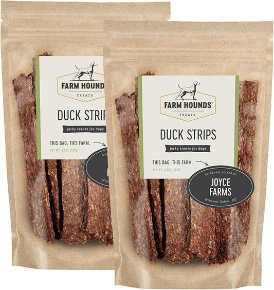 Farm Hounds - Duck Strips - Premium Natural Jerky for Dogs - Made from 100% Humanely Raised Duck - Great for Training & Treats - No Added Fillers - Made in USA - 4.5 oz - 2 Pack
