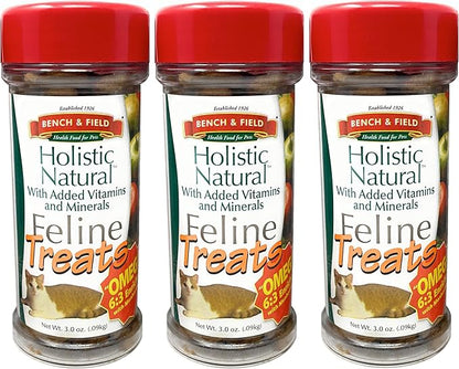 Bench & Field Holistic Natural Healthy Kitty Cat Treats | Crunchy Fish-Shaped Bites | Delicious Seafood Flavored Snack, 3-Ounce (Pack of 3 Bottles)