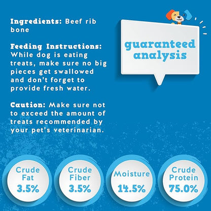Jack&Pup 6" Rib Bones for Dogs | Beef Bone for Dogs, Flavorful Real Dog Bones (13 Pack)