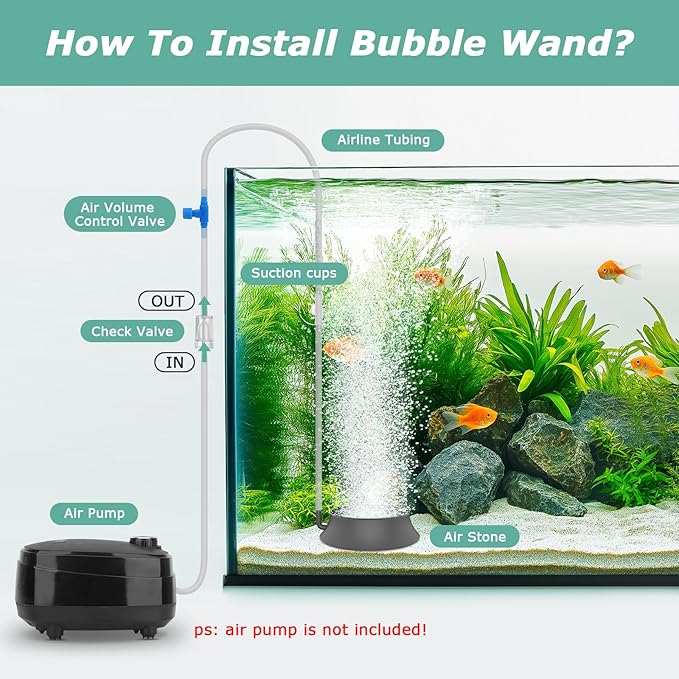hygger Aquarium Air Stone, Fish Tank Bubbler Aerator with Stainless Steel Base, Oxygen Diffuser for Nano Air Pumps Hydroponics Small Ponds and Fish Tanks