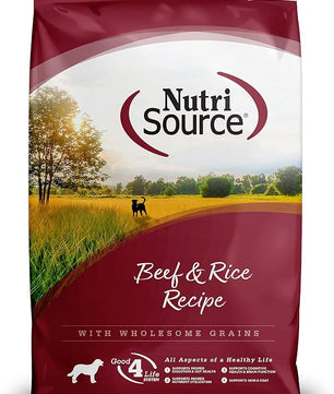 NutriSource Dog Food, Made with Beef and Brown Rice, Wholesome Grains, 5LB, Dry Dog Food