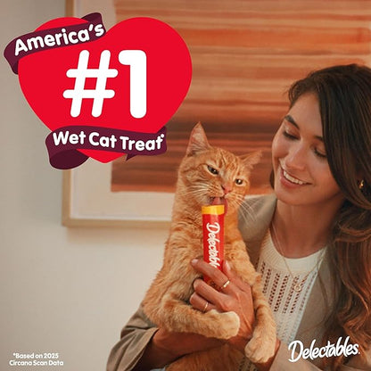 Delectables Squeeze Up Creamy Squeezable Puree, Lickable Wet Cat Treats, Grain Free, No Added Fillers, No By-Products, No Added Preservatives, 0.5 Ounces Tube Chicken Flavor, 32 Tubes Total