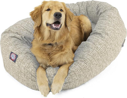 Majestic Pet 24 Inch Bagel Calming Dog Bed Washable – Cozy Soft Round Dog Bed with Spine Support for Dogs to Rest Their Head - Fluffy Donut Dog Bed 24x19x7 (Inch) - Round Pet Bed Small – Tan