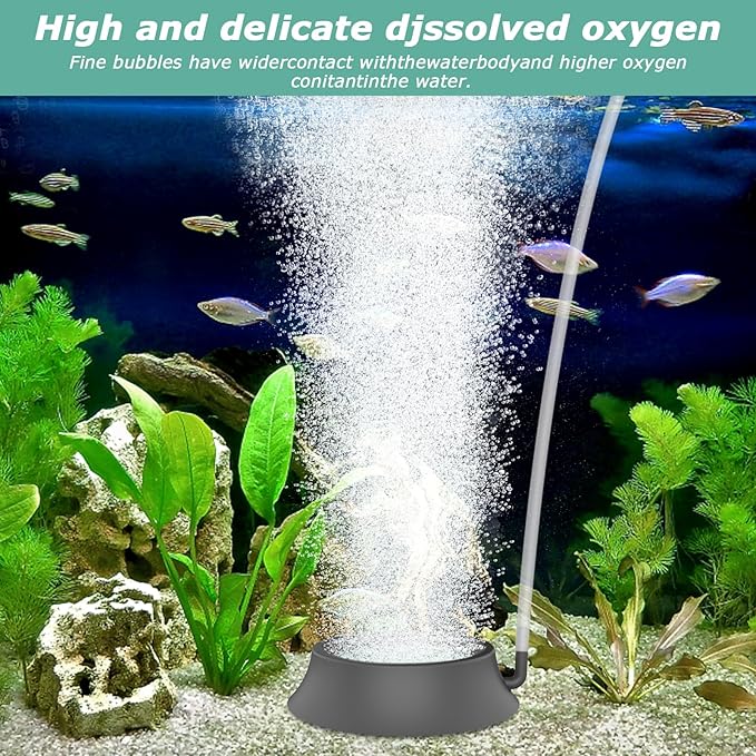 hygger Aquarium Air Stone, Fish Tank Bubbler Aerator with Stainless Steel Base, Oxygen Diffuser for Nano Air Pumps Hydroponics Small Ponds and Fish Tanks