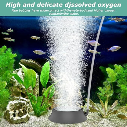hygger Aquarium Air Stone, Fish Tank Bubbler Aerator with Stainless Steel Base, Oxygen Diffuser for Nano Air Pumps Hydroponics Small Ponds and Fish Tanks