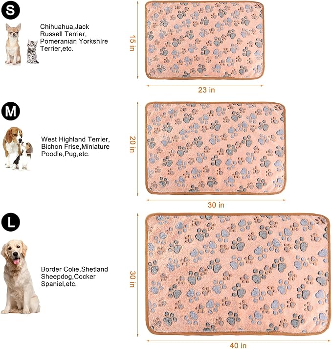3 Pack Cat and Dog Blanket Soft & Warm Fleece Flannel Sleep Mat, Great Pet Throw for Puppy, Kitten,Cats,Small, Medium & Large Dogs (Medium 30" x 20")