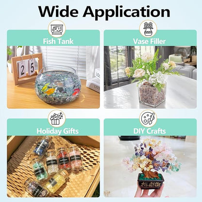 0.5 Lb/230g White Agate Crystal Pebbles Stones Aquarium Gravel Rocks, Natural Landscaping Pebbles Decorative Vase Filler Tumbled Crushed Stones for Fish Tank|Garden|Home, 5-7mm