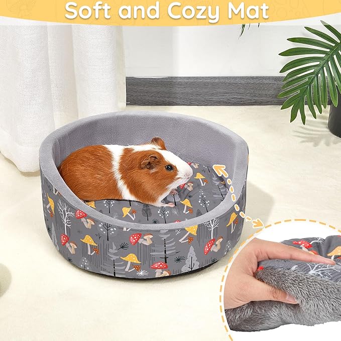 Glittme Soft Rabbit & Guinea Pig Bed - Thick Removable Mat, Machine Washable, Cozy Cuddler Cup Bed for Guinea Pig, Rabbit, Ferret