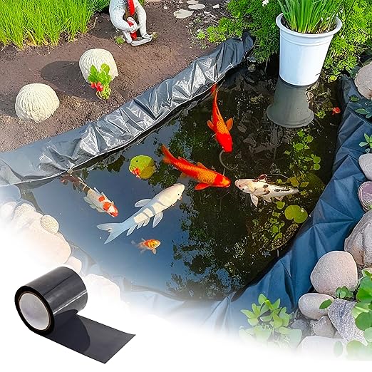 Pond Liner Seam Tape Single Sided, Waterproof Pond Repair Kit Butyl Rubber for EPDM PVC Outdoor Pond Liner Leak Repair Long-Lasting Easy to Apply