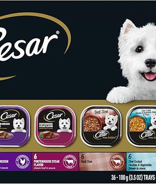 Cesar Wet Dog Food Home Delights & Classic Loaf in Sauce, Variety Pack, 3.5 oz. (36 Count, Pack of 1)