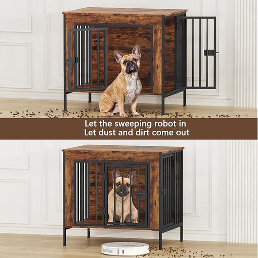 EasyCom Dog Crate Furniture for 1 or 2 Dogs, Heavy Duty Single/Double Dog Crates for Small/Medium/Large Dogs, Dog Kennel Furniture Indoor as TV Stand, Small Size 28.15" L(0-20 Pounds), Brown