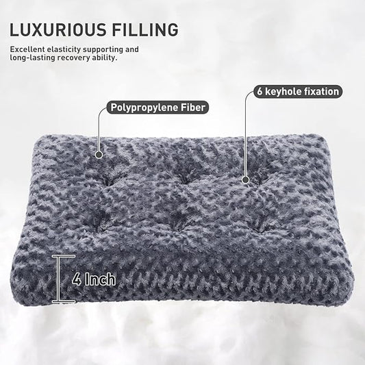 KSIIA Washable Dog Bed Deluxe Plush Dog Crate Beds Comfy Kennel Pad Anti-Slip Pet Sleeping Mat for Large, Jumbo, Medium, Small Dogs Breeds, 47" x 29", Dark Grey