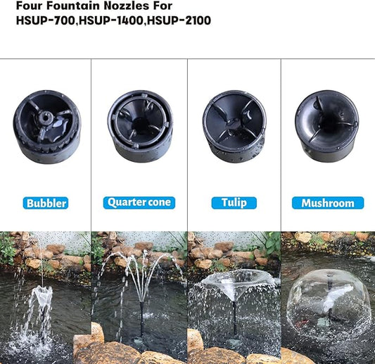 WaterRebirth HSUP2100F Versatile Submersible Pump - Fountain Jets for Ponds, Fish Tanks, Water Gardens - Aquarium & Pond Pump (2100L/H)