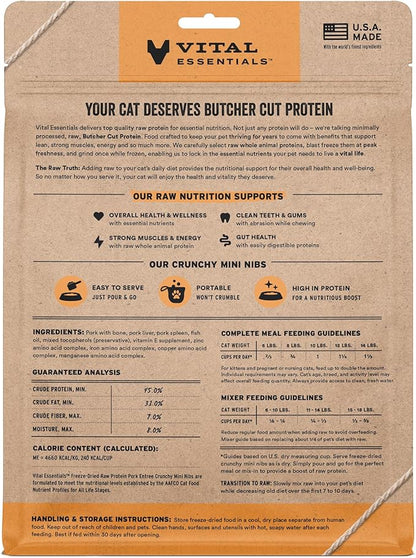 Vital Essentials Freeze-Dried Raw Pork Meal or Mixer Cat Food Crunchy Nibs, 8 oz