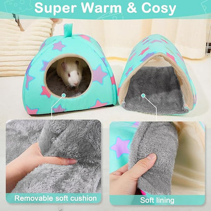 Unicorn Catcher Guinea Pig Hideout and Tunnel, 2 Pack Soft Washable Guinea Pig Bedding for Cages