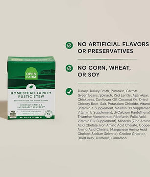Open Farm Rustic Stews Wet Dog Food, Grain-Free, Complete & Balanced with Human-Grade Ingredients, Humanely-Raised Meat & Bone Broth, Homestead Turkey Recipe, 12.5oz Packs (Case of 12)