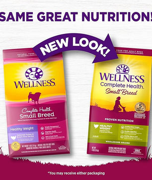 Wellness Complete Health Small Breed Dry Dog Food with Grains, Natural Ingredients, Made in USA with Real Turkey, For Dogs Up to 25 lbs (Adult, Healthy Weight Turkey & Rice, 4-Pound Bag)