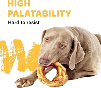 iPaw Turkey Tendons for Dogs Value Pack, 100% Turkey and US Sourced Raw Material, Hypoallergenic, All Natural Human Grade Puppy Chew, Rawhide Alternative Dog Treats, 10 Units/Bag Ring (Small)