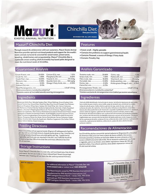Mazuri Chinchilla Food | 2.5 Pound (2.5 lb.)