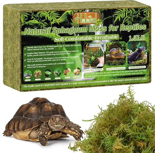 Halatool 1.5LB Natural Sphagnum Moss for Reptiles- 80QT Green Moss for Terrarium Plants Long Fiber Reptile Moss for Leopard Gecko Snake Hamsters Tortoises Frogs Lizards Salamanders