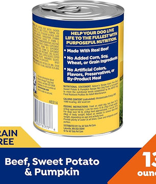 Nature's Recipe Grain Free Beef, Sweet Potato, and Pumpkin Recipe Wet Dog Food, 13 oz. Can, 12 Count