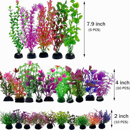 25pcs Fish Tank Accessories Aquarium Artificial Plants, Fish Tank Decorations Plants, Aquarium Decor Artificial Plants, Small to Large