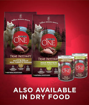 Purina ONE True Instinct Tender Cuts in Gravy With Real Turkey and Venison, and With Real Chicken and Duck High Protein Wet Dog Food Variety Pack - (Pack of 12) 13 oz. Cans