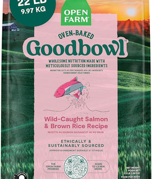 Open Farm Goodbowl, Oven-Baked Small Batch Dry Dog Food - Wild Caught Salmon & Brown Rice Recipe, Includes Non-GMO Produce & Grains, 22lb Bag (352oz Bag)