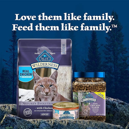 Blue Buffalo Wilderness Natural Adult Dry Cat Food, High-Protein and Grain-Free Diet, Supports Healthy Muscle Development and a Healthy Immune System, Chicken, 12-lb. Bag